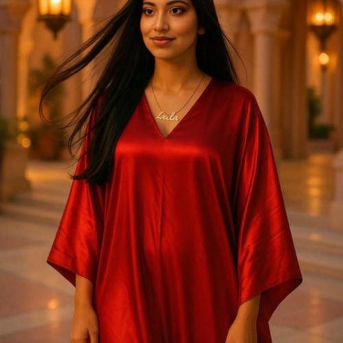 Satin red kaftan